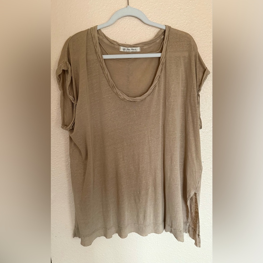 We the free tan tunic scoop neck tee